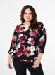 Bluse aus Viskose mit Blumenmuster und Smok, Black Pink FlowerAOP, Model image number 0