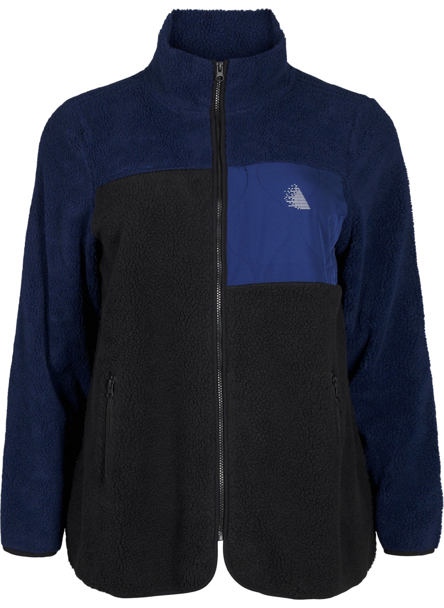 Zizzi Teddyjacke mit Farbblock, Night Sky comb., Packshot image number 0