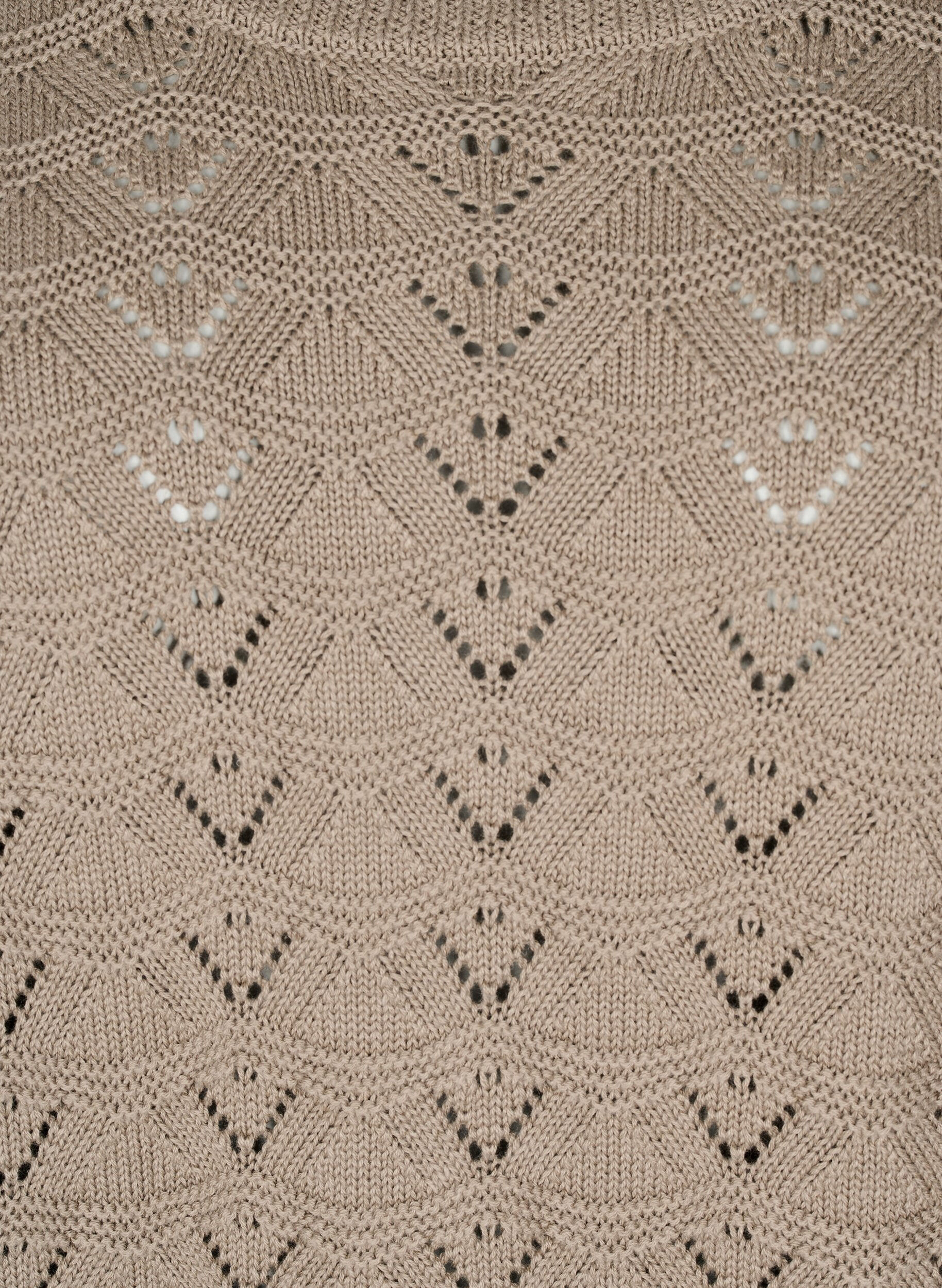 Zizzi Strickbluse mit Lochmuster und langen &Auml;rmeln, Desert Taupe, Packshot image number 2