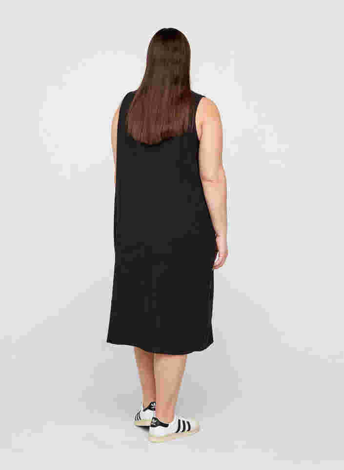 Ärmelloses Kleid aus Baumwolle, Black, Model image number 1