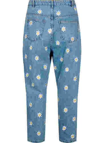 Cropped Mille Jeans mit gestickten Blumen, Light Blue Flower, Packshot image number 1