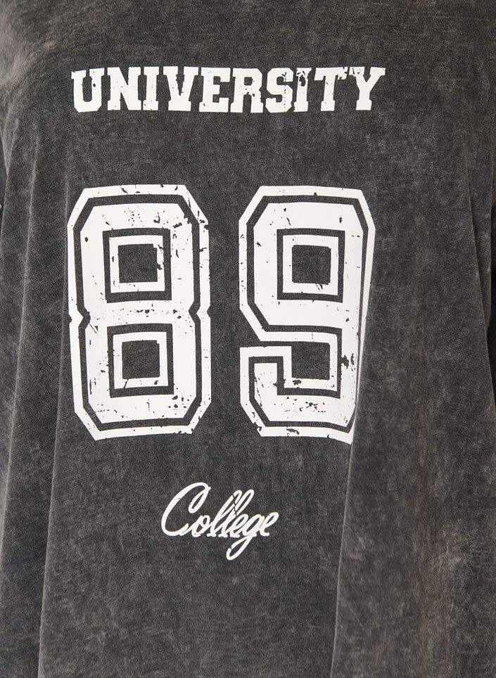 Oversized T-Shirt aus Bio-Baumwolle mit College-Print, Schwarz, Packshot image number 2