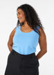 Einfarbiges Basic Top aus Baumwolle, Blau, Model image number 0