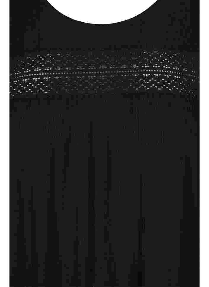 Viskosekleid mit Spitzendetails, Black, Packshot image number 2
