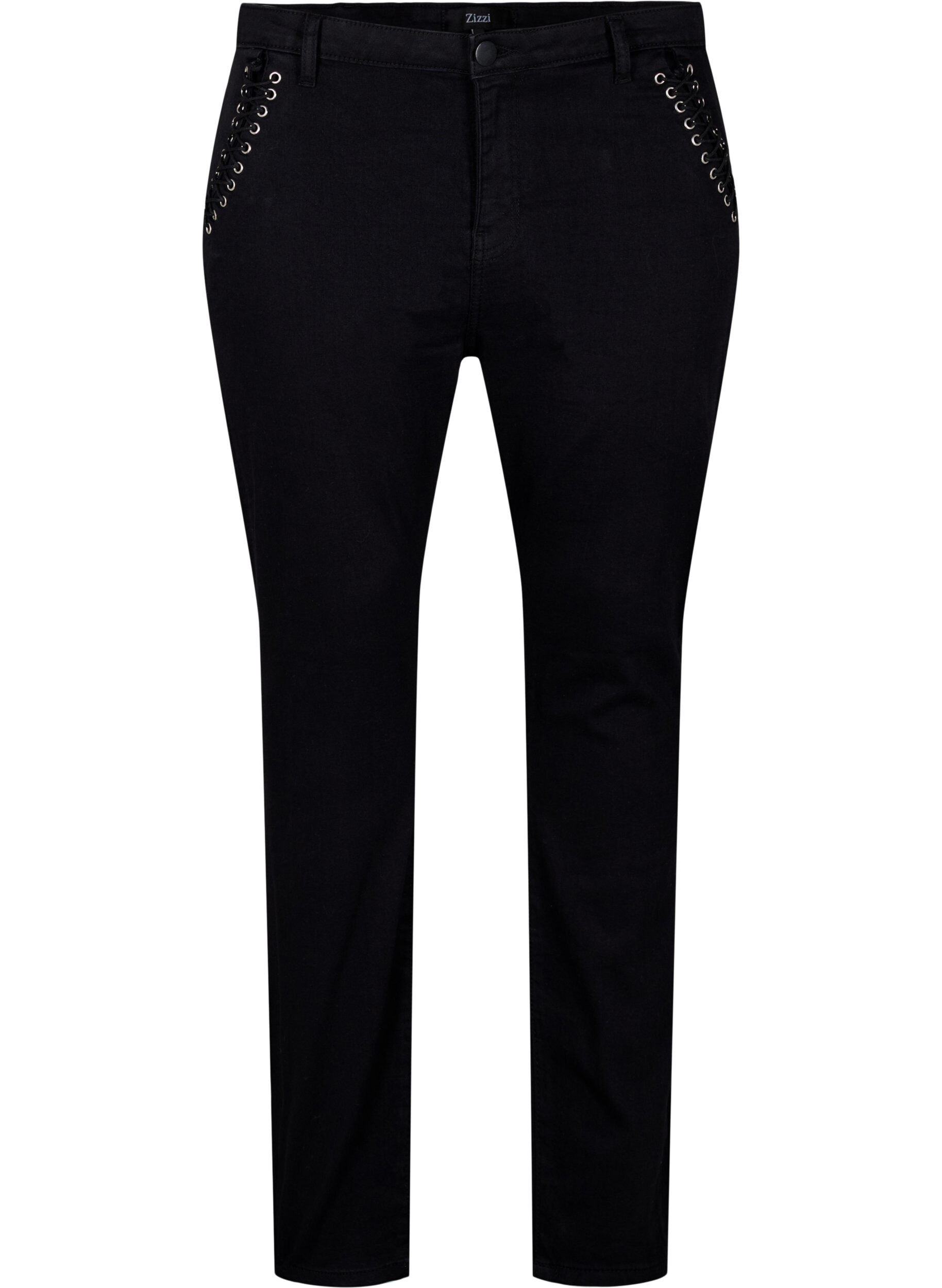 Zizzi  Amy Jeans Super Slim mit Schn&uuml;rdetail, Black, Packshot image number 0