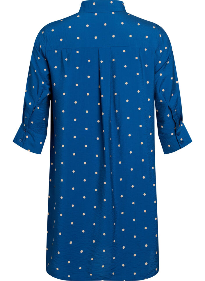 Kleid mit Kragen und Brusttasche, Blau, Packshot image number 1