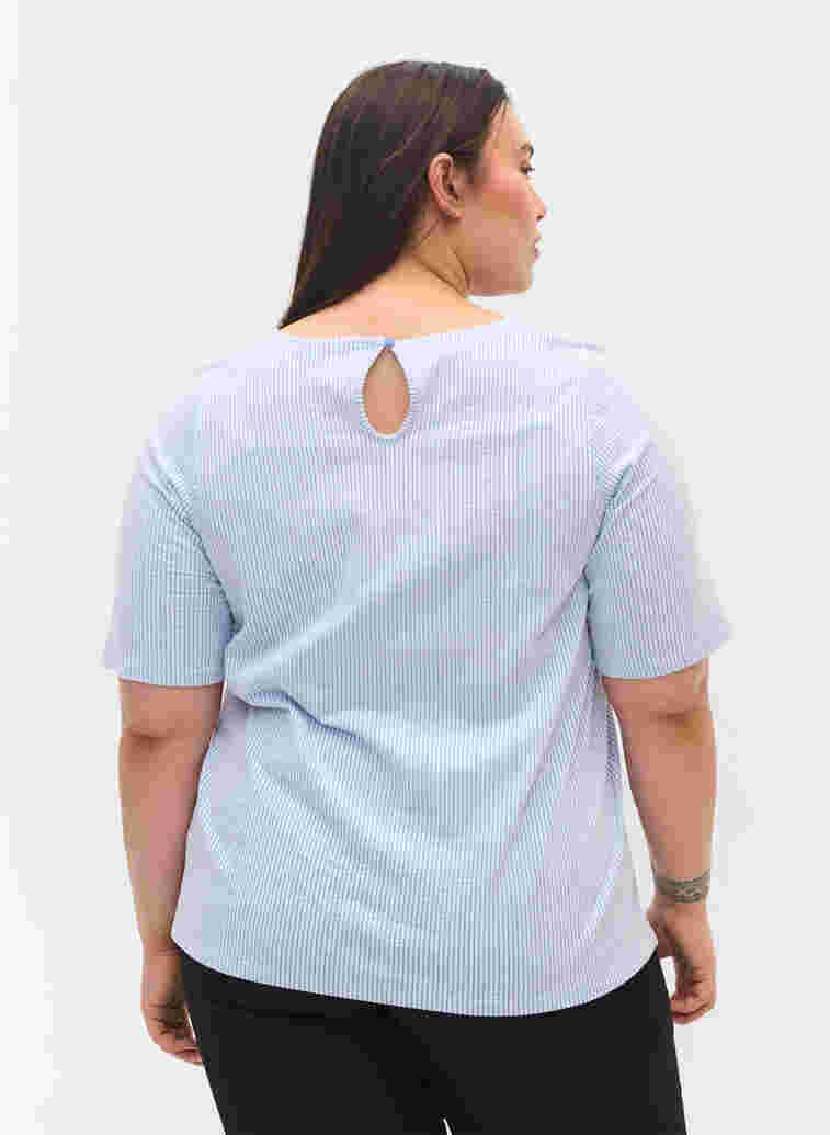 Gestreifte Bluse mit 3/4 Ärmeln, Lavender L Stripe, Model image number 1