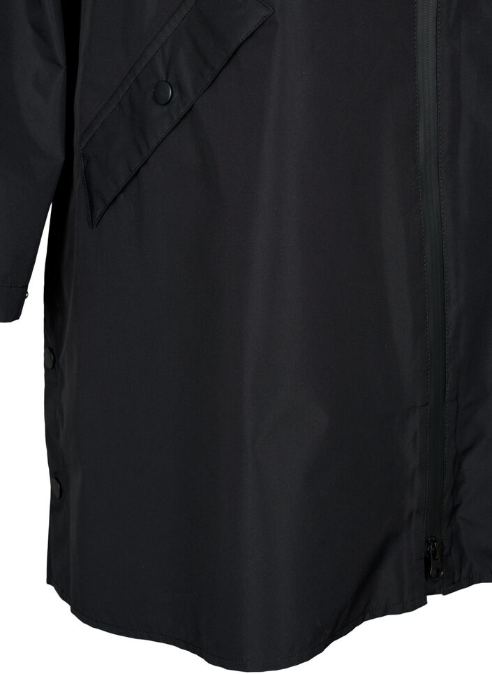 Regenmantel mit Taschen und Kapuze, Schwarz, Packshot image number 3