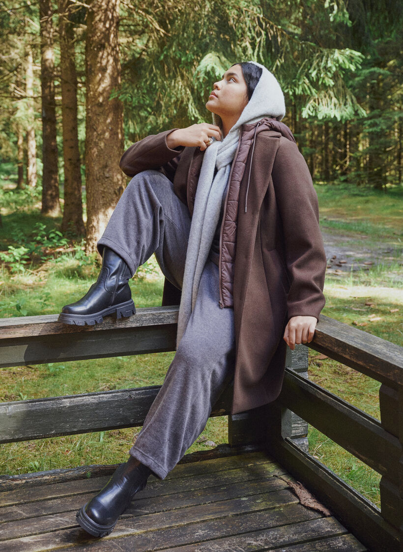 Hose aus Jersey mit Barrel Fit und hoher Taille, Grau, Image image number 0