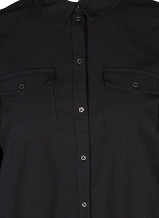 Lange Hemdbluse mit Brusttaschen, Black, Packshot image number 2