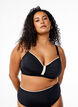 Bikinioberteil mit Raffung und Kontrastdetails, Schwarz, Model image number 0