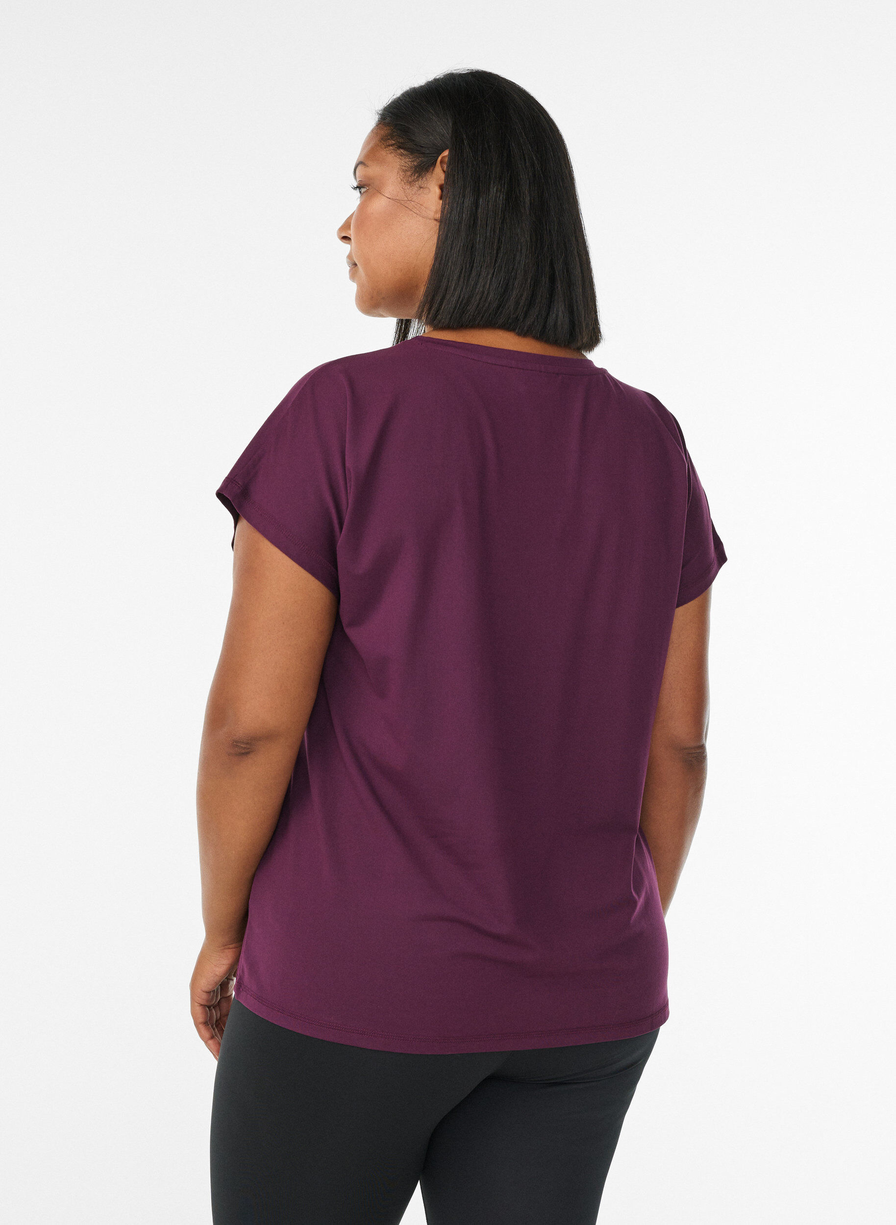 ZizziEinfarbiges Trainings-T-Shirt, Lila, Model image number 2