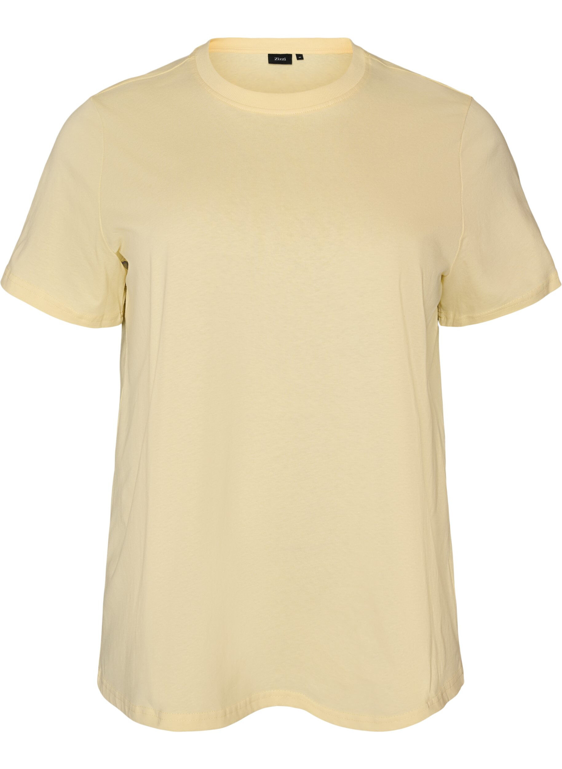 ZizziBasic T-Shirt aus Baumwolle mit Rundhalsausschnitt, Gelb, Packshot image number 0