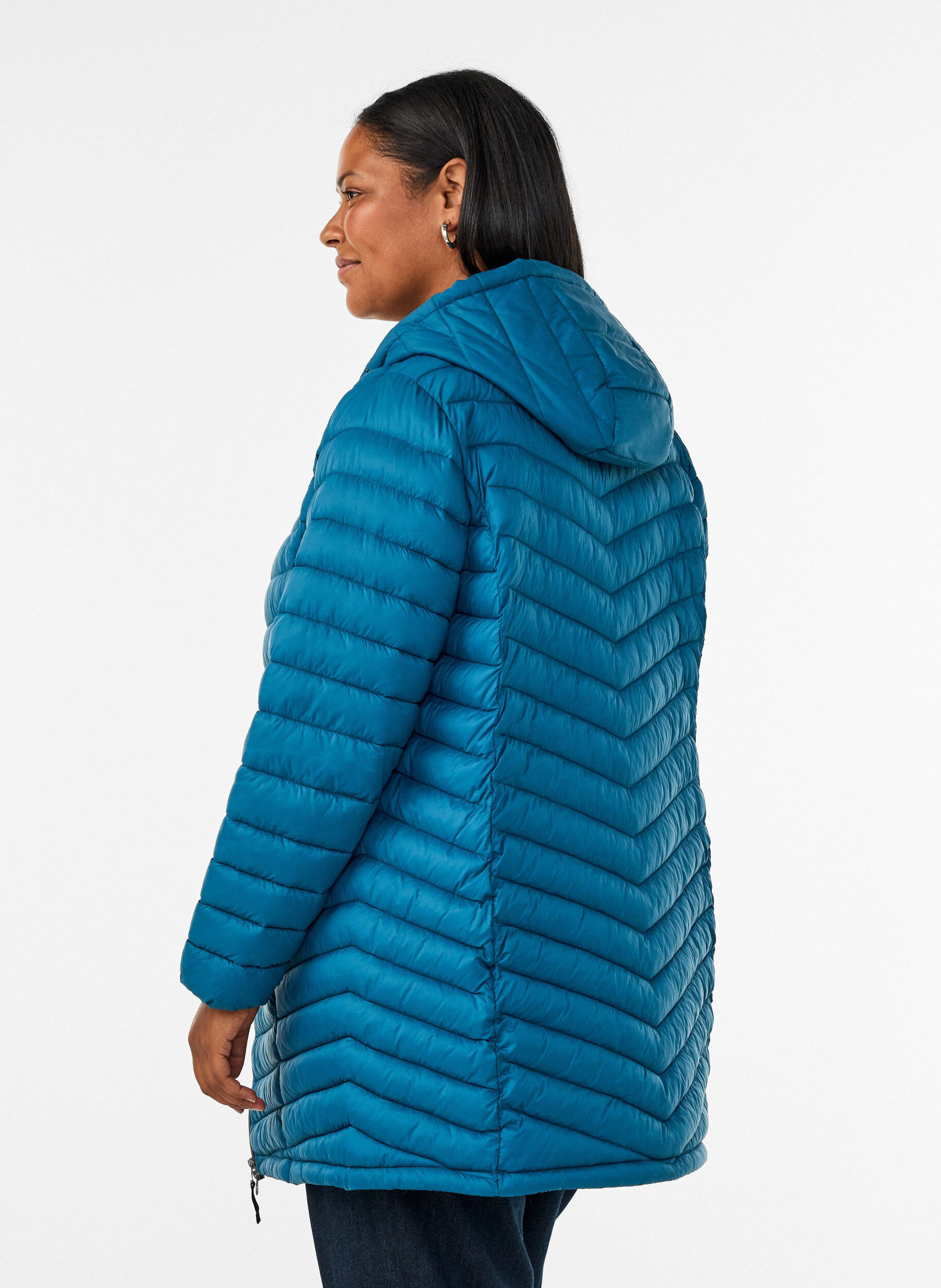 ZizziLeichte Jacke mit Taschen und abnehmbarer Kapuze, Petrol, Model image number 2