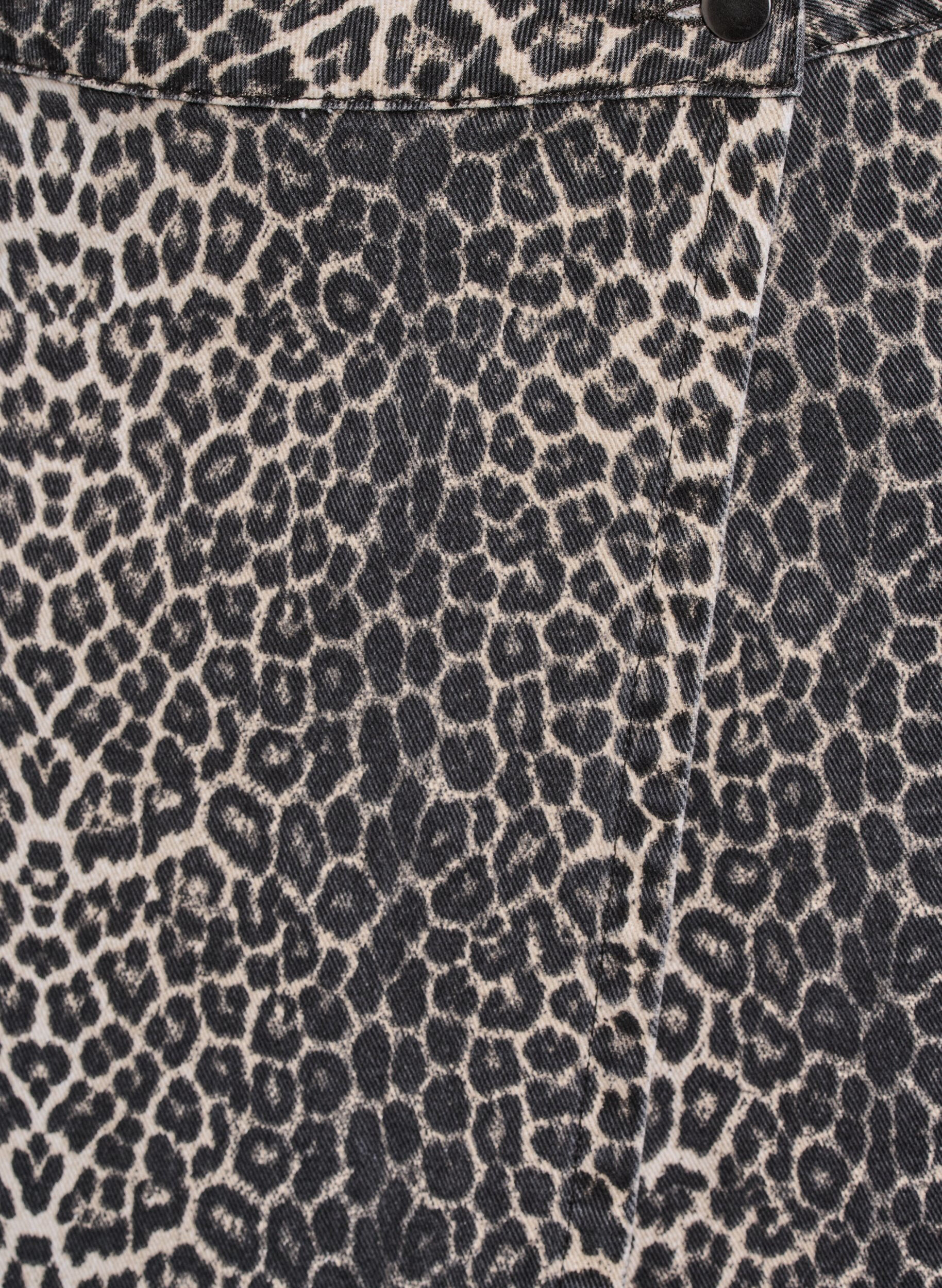 ZizziKurzer Jeansrock mit Leo-Print und A-Linie, Braun, Packshot image number 2
