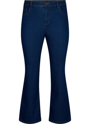 FLASH - Hoch taillierte Jeans mit Bootcut, Blau, Model