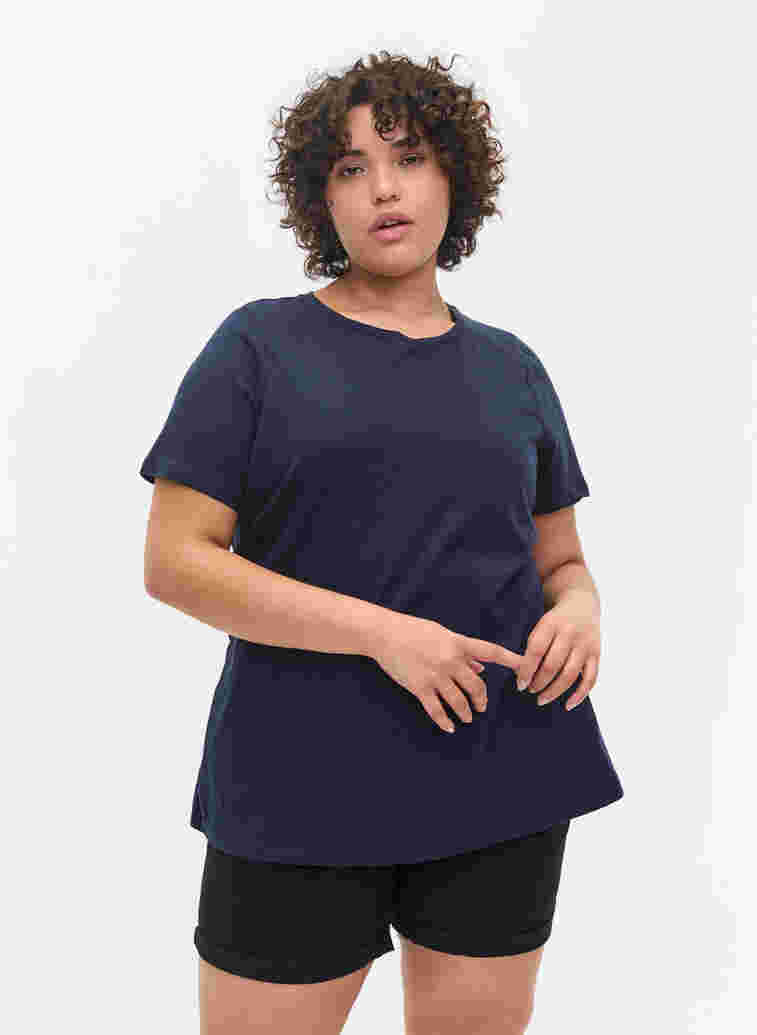2er Pack kurzarm T-Shirts aus Baumwolle, Navy B/Reseda, Model