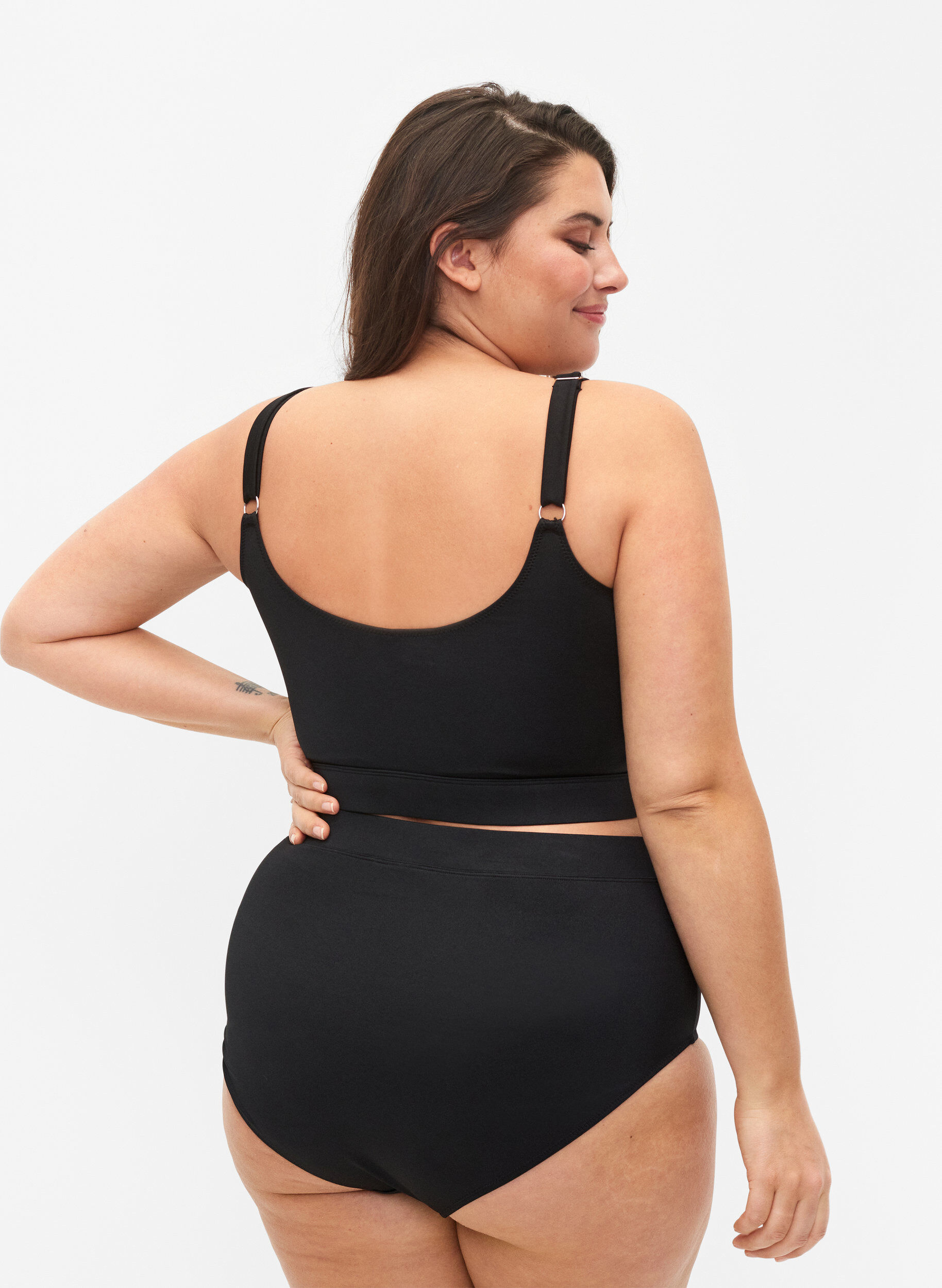 Zizzi Einfarbiges Bikini-Unterteil mit hoher Taille, Black, Model image number 1