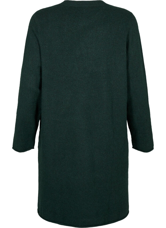 Strickkleid mit Rundhalsausschnitt und Schlitz, Scarab Mel., Packshot image number 1