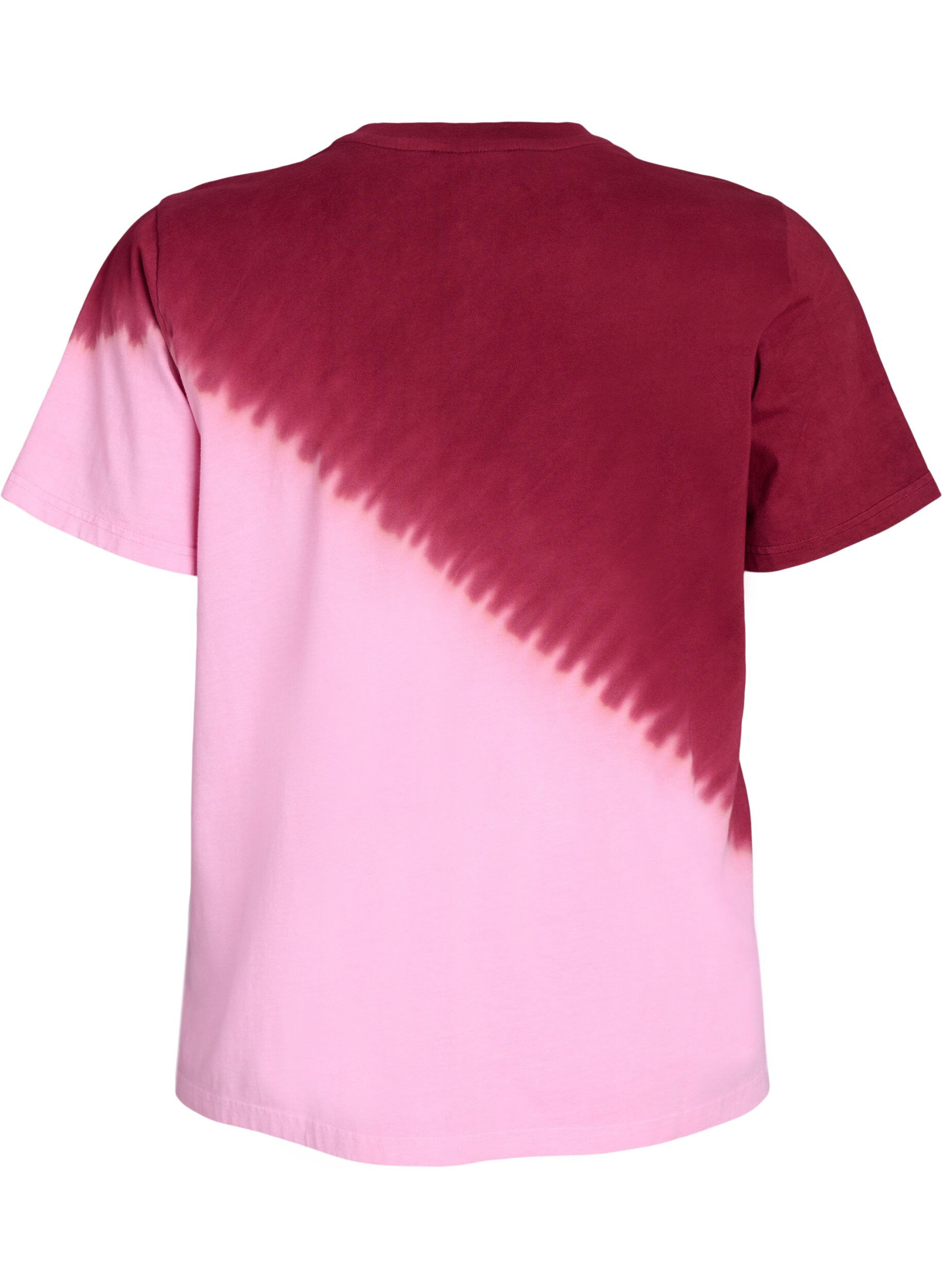 Zizzi Dip-Dye-T-Shirt aus Bio-Baumwolle, Rot, Packshot image number 1