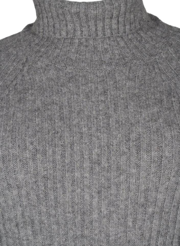 Langes Strickkleid mit Rollkragen, Medium Grey Mel., Packshot image number 2