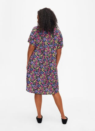 FLASH – Kleid mit V-Ausschnitt und Blumendruck, Multi Flower, Model image number 1