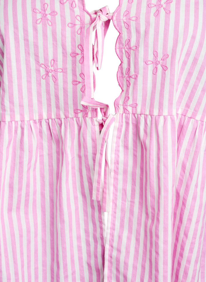 Gestreifte Bluse mit offener Vorderseite und Stickereien, Pink, Packshot image number 2