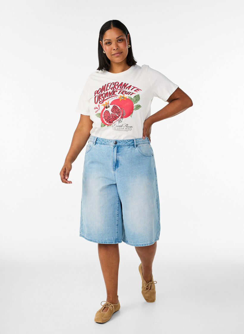 T-Shirt aus Baumwolle mit Print, Wei&szlig;, Model image number 1