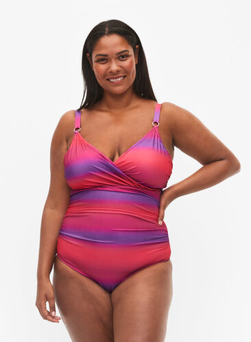 Bedruckter Badeanzug mit weicher Wattierung, Pink Comb, Model image number 0