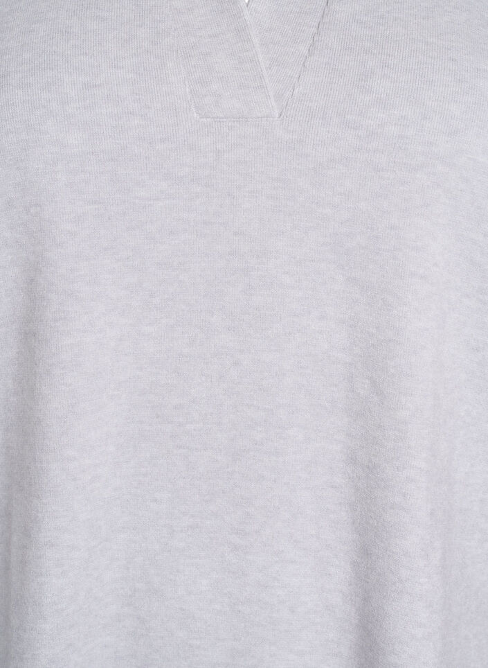 Jersey Bluse mit Kragen und kurzen Ärmeln, Grau, Packshot image number 2