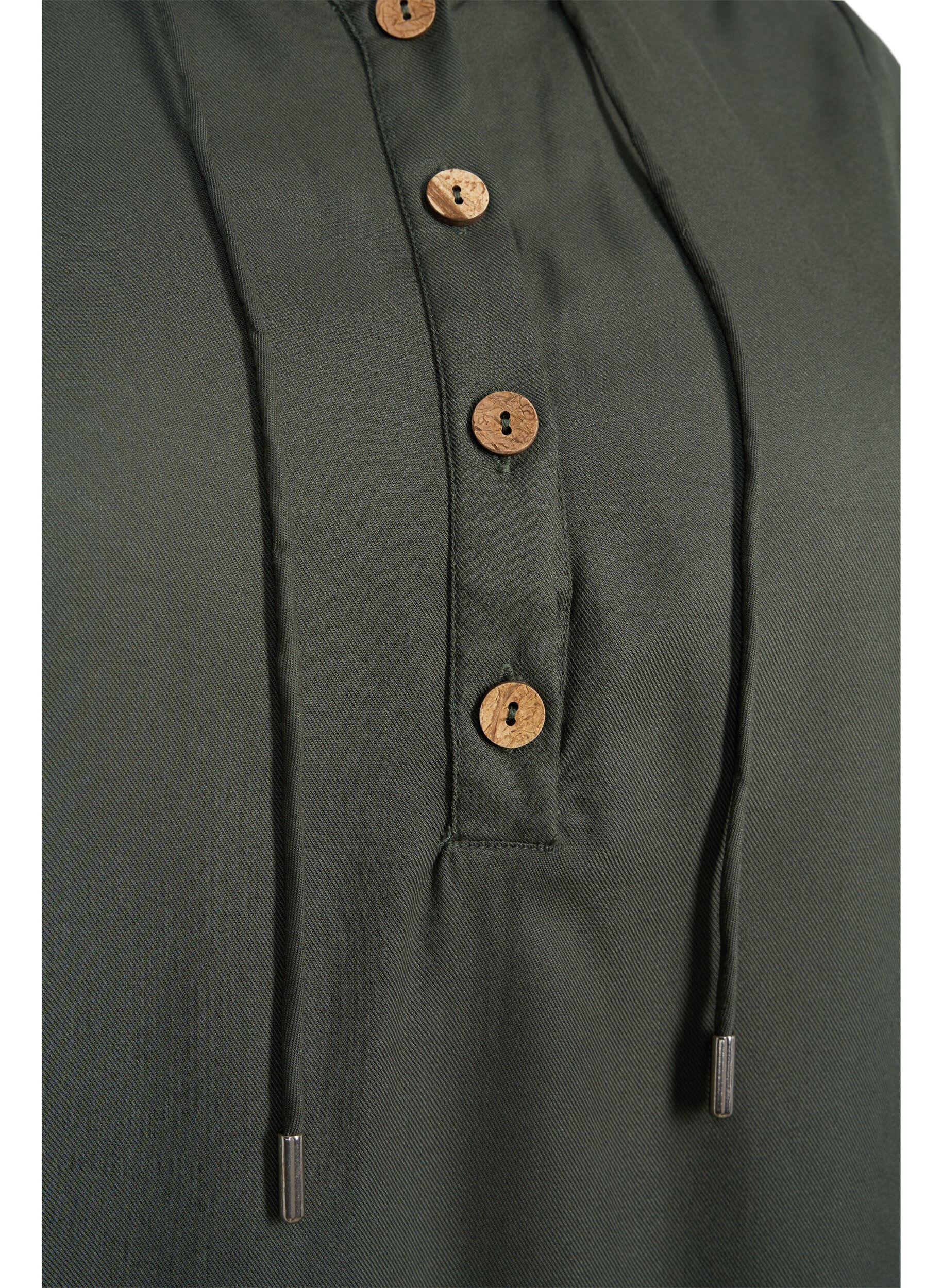 Zizzi Viskose-Tunika mit Kapuze, Thyme, Packshot image number 2