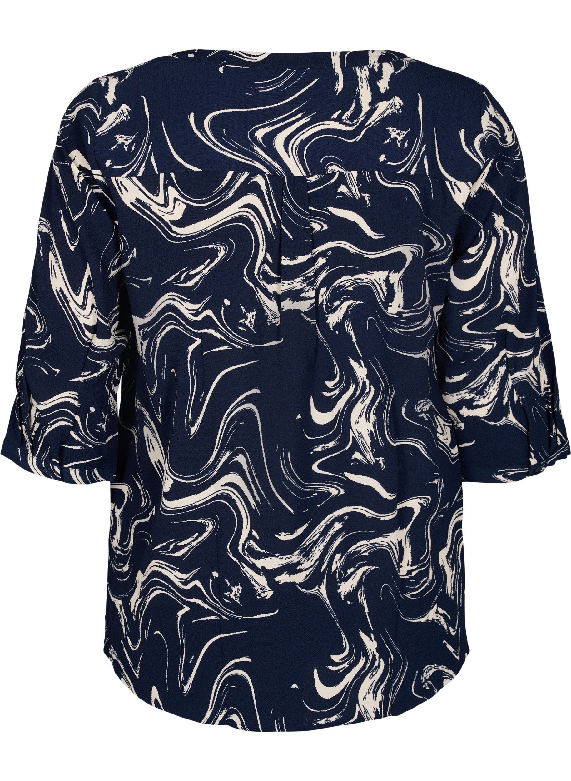 Zizzi Florale Bluse mit 3/4-&Auml;rmeln, N. Blazer Swirl AOP, Packshot image number 1