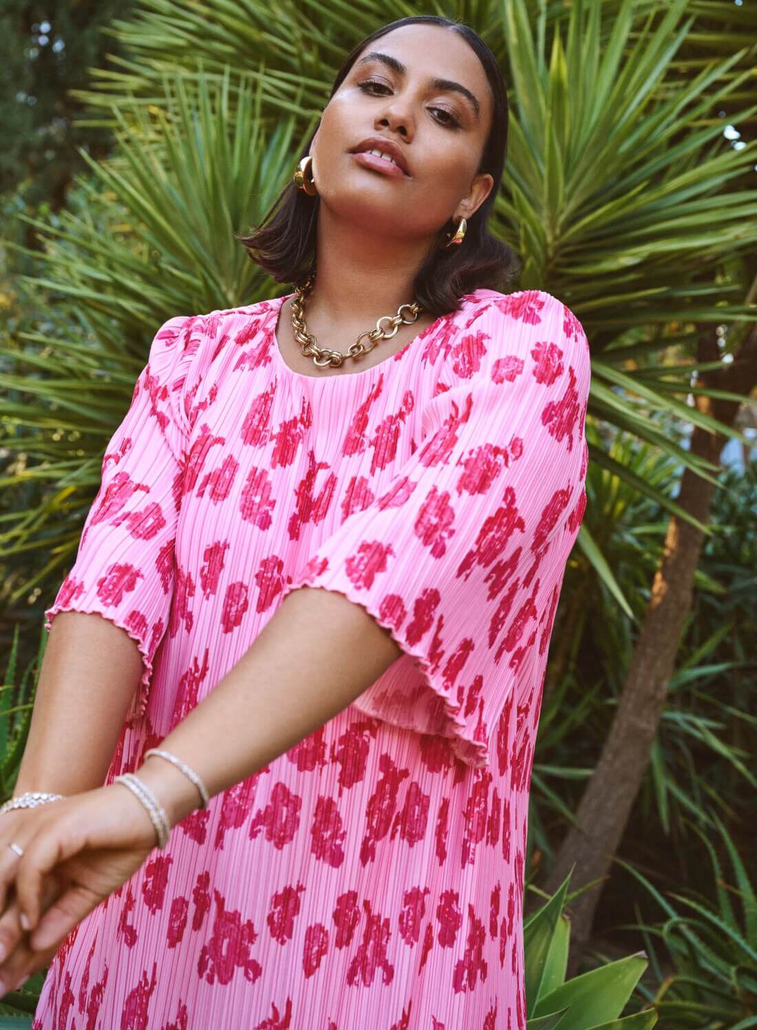 Zizzi Bedrucktes Kleid in Rosa, , Model