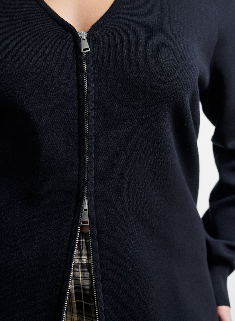 Strickjacke mit 2-Wege-Rei&szlig;verschluss, Schwarz, Model image number 3