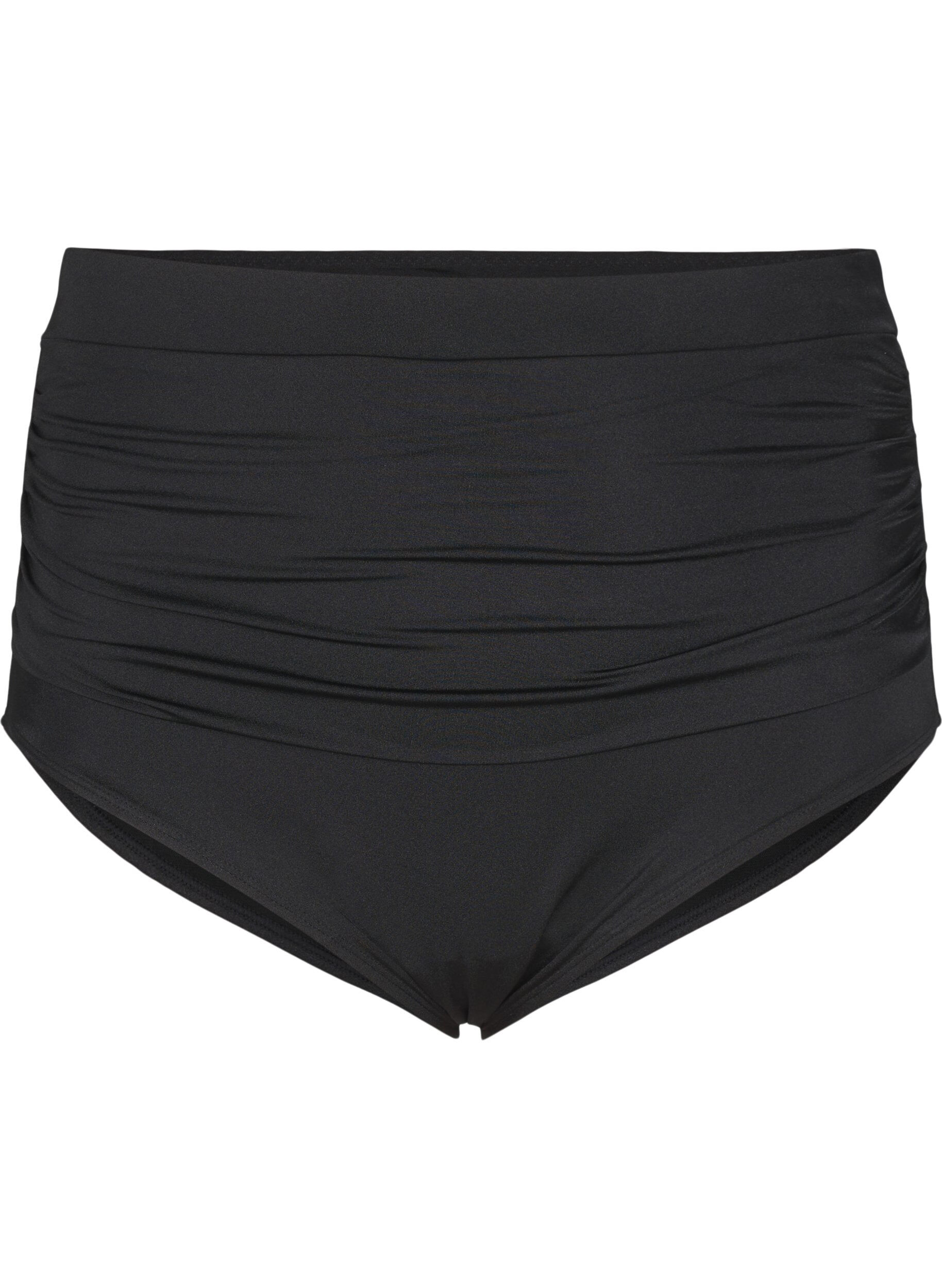 Hoch taillierte Bikinihose mit Raffung
