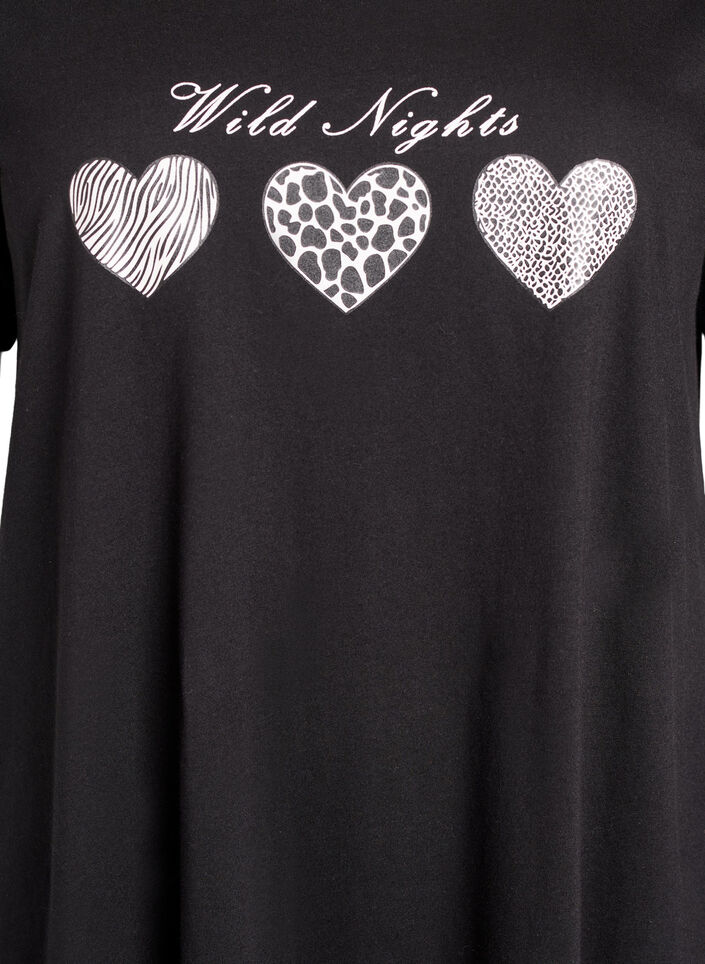 Kurz&auml;rmeliges Nachthemd aus Bio-Baumwolle, Schwarz, Packshot image number 2