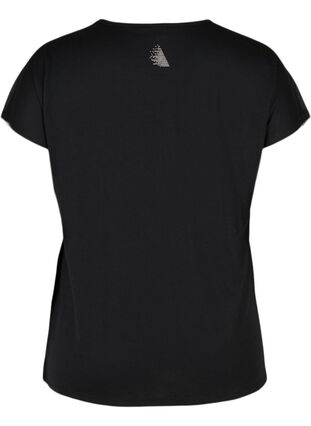 Kurzarm Trainings-T-Shirt mit Printdetails, Black, Packshot image number 1