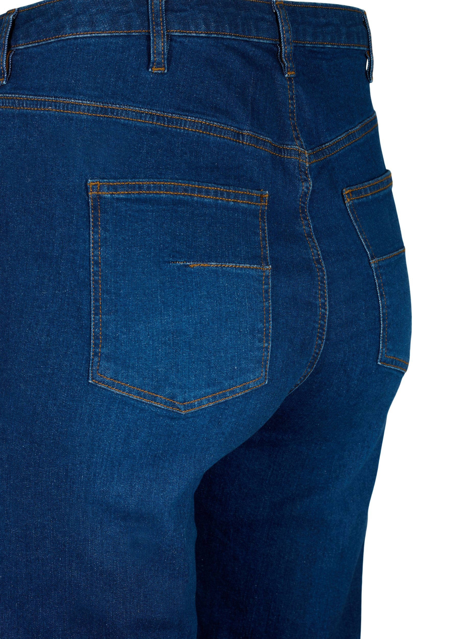 Zizzi Megan-Jeans mit extra hoher Taille und normaler Passform, Dark blue, Packshot image number 3