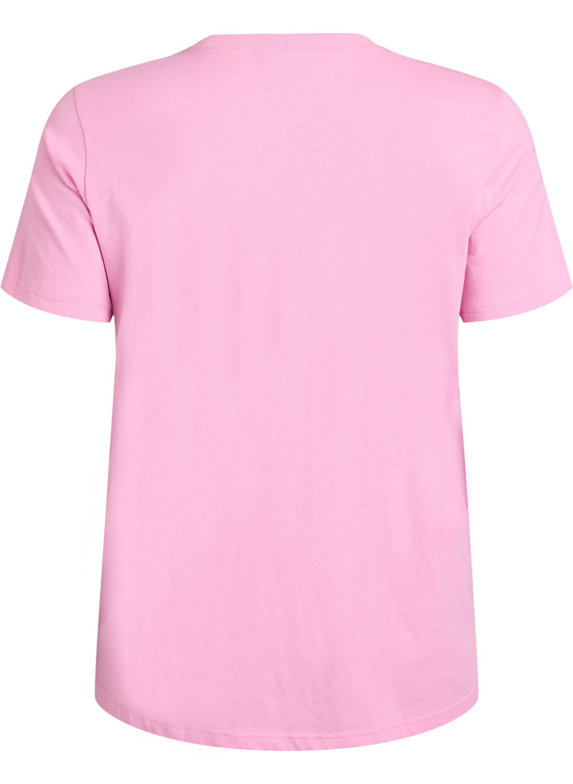 Zizzi Basic T-Shirt aus Baumwolle mit Rundhalsausschnitt, Pink, Packshot image number 1