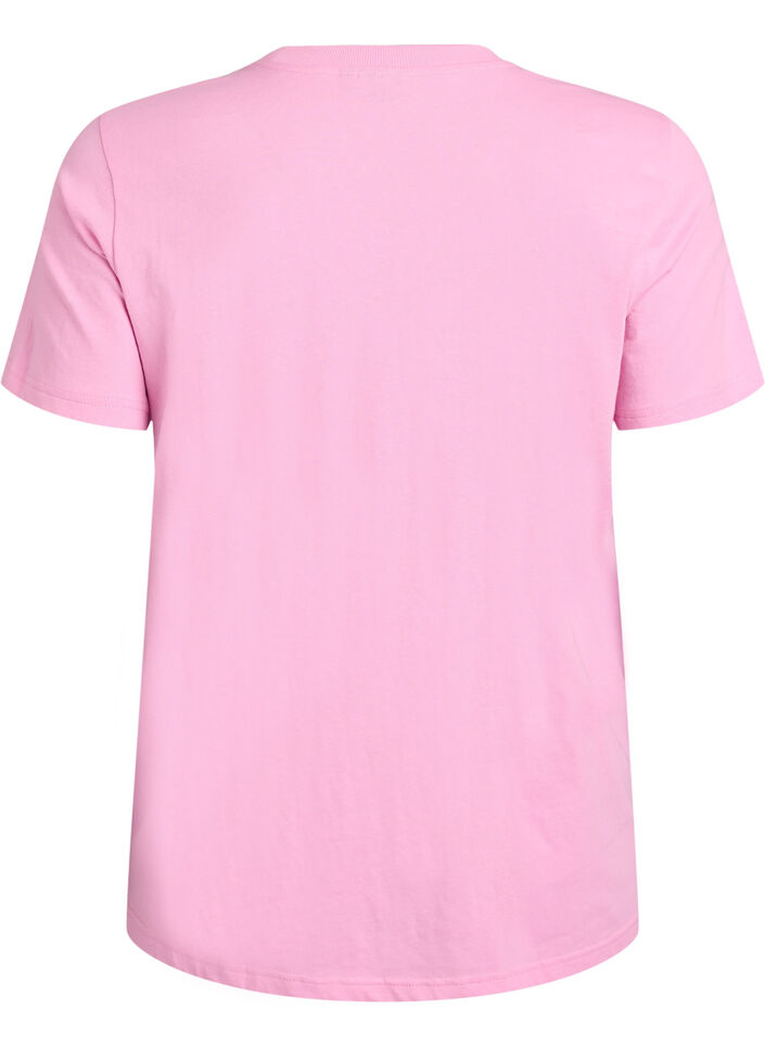 Basic T-Shirt aus Baumwolle mit Rundhalsausschnitt, Pink, Packshot image number 1