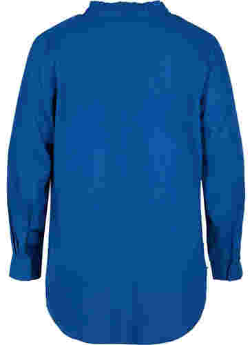 Langarmhemd mit Rüschenkragen, Estate Blue, Packshot image number 1