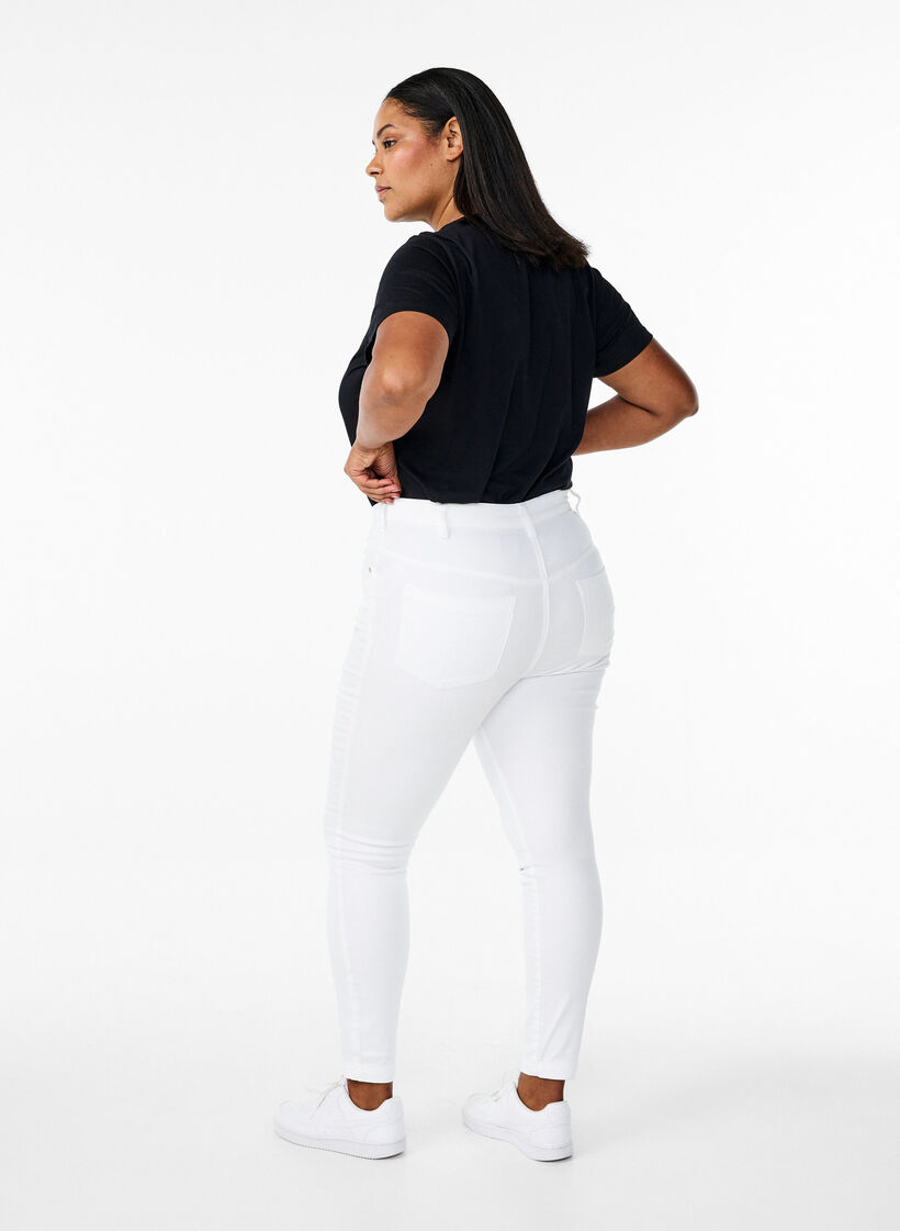 Super Slim Amy Jeans mit hoher Taille, White, Model image number 1