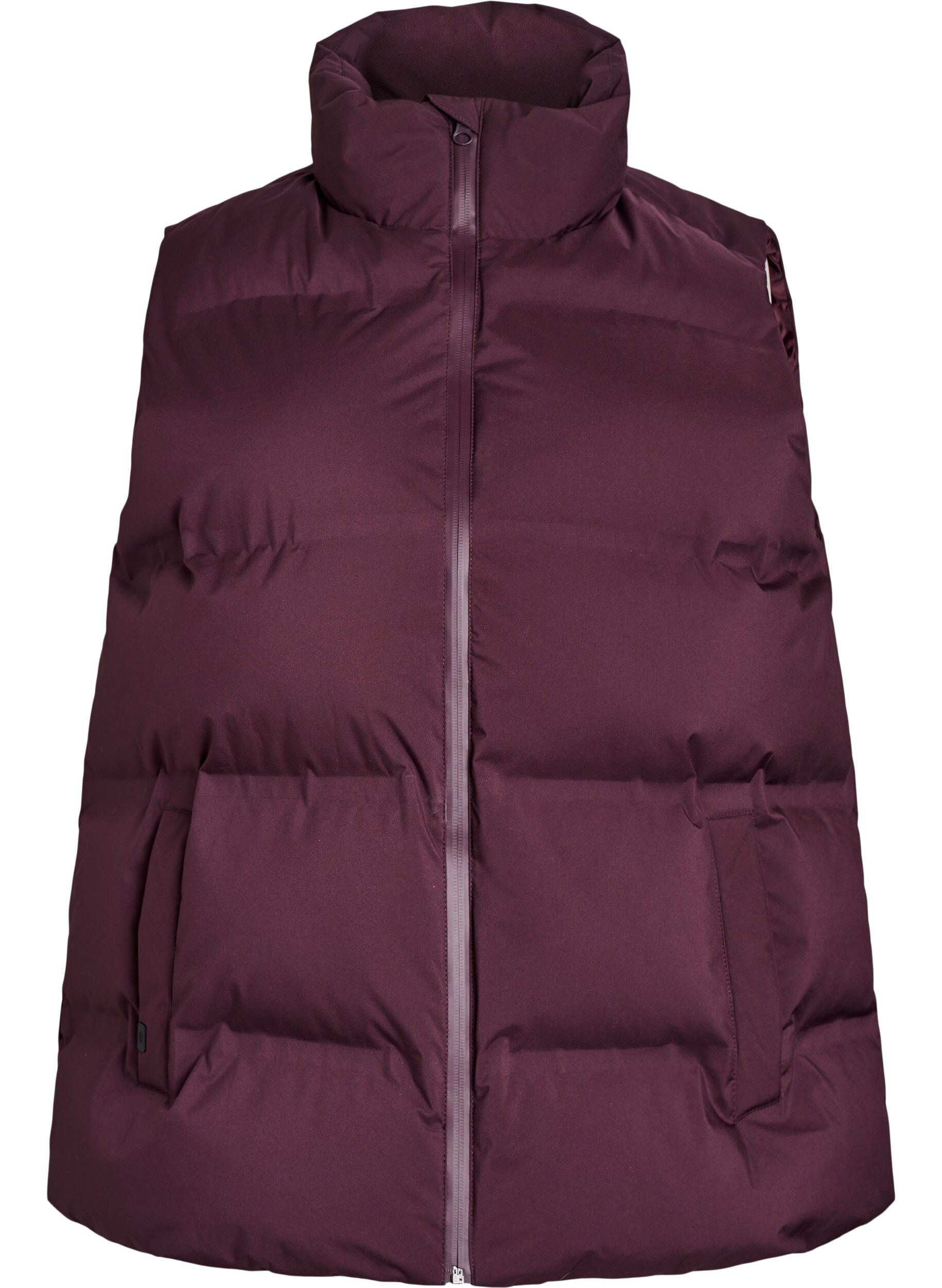 ZizziKurze Steppweste mit hohem Kragen, Dunkles Bordeaux, Packshot image number 0