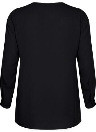 Langärmeliges Hemd mit V-Ausschnitt, Black, Packshot image number 1