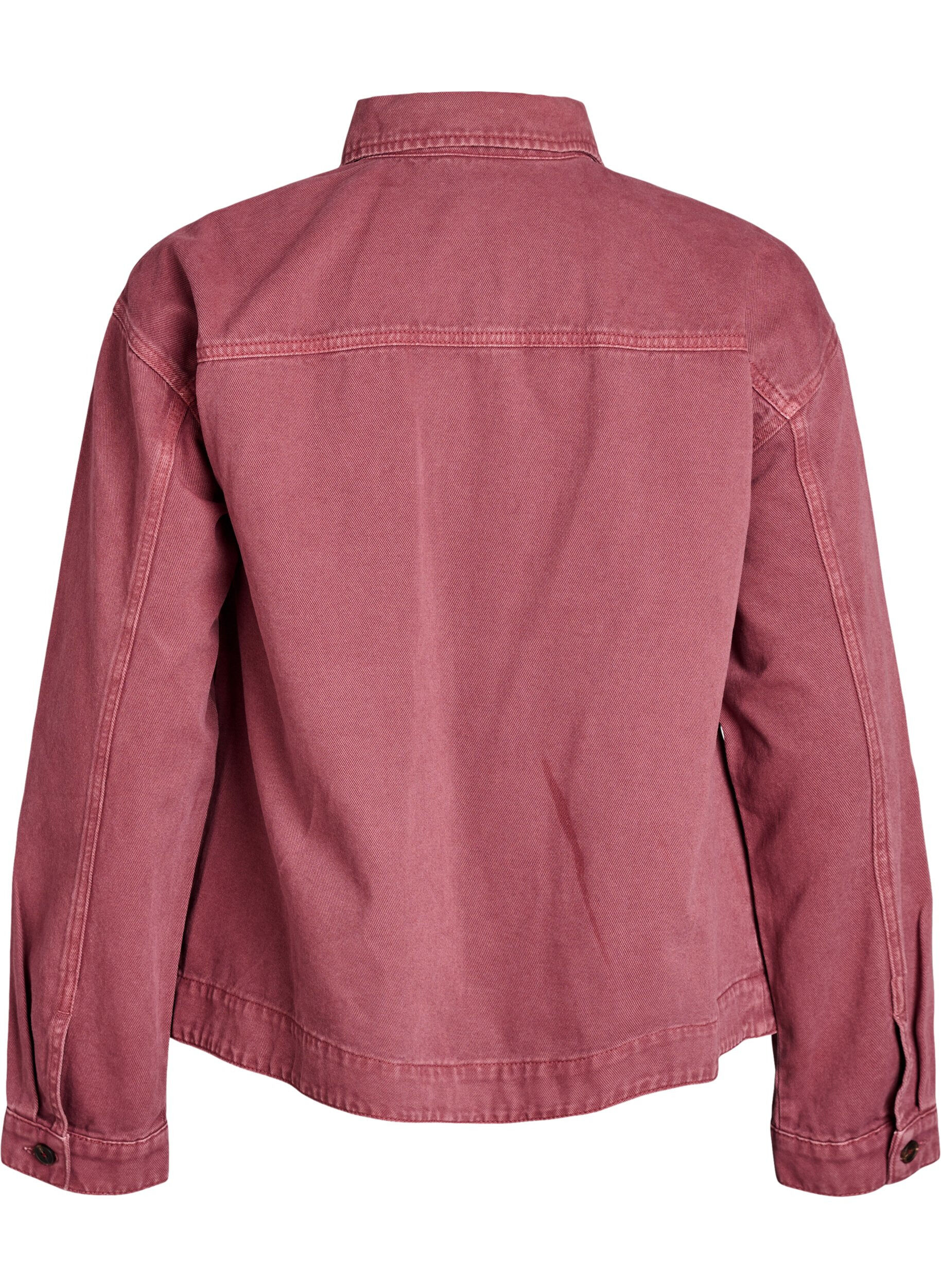 Zizzi Farbige Denimjacke mit Rei&szlig;verschluss, Rot, Packshot image number 1