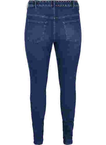 Super Slim Amy Jeans mit Nieten, Dark blue, Packshot image number 1