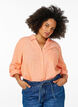 Bluse aus Leinen und Viskose mit 3/4-&Auml;rmeln, Orange, Model image number 0