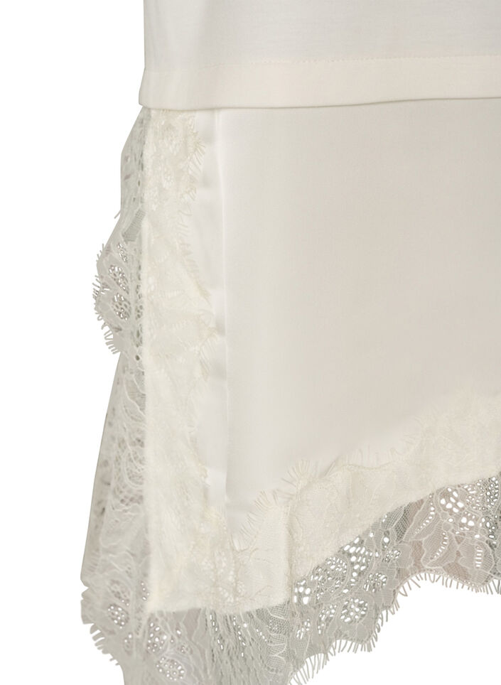 Jerseybluse im Lagenlook mit Spitze, Vanille, Packshot image number 3