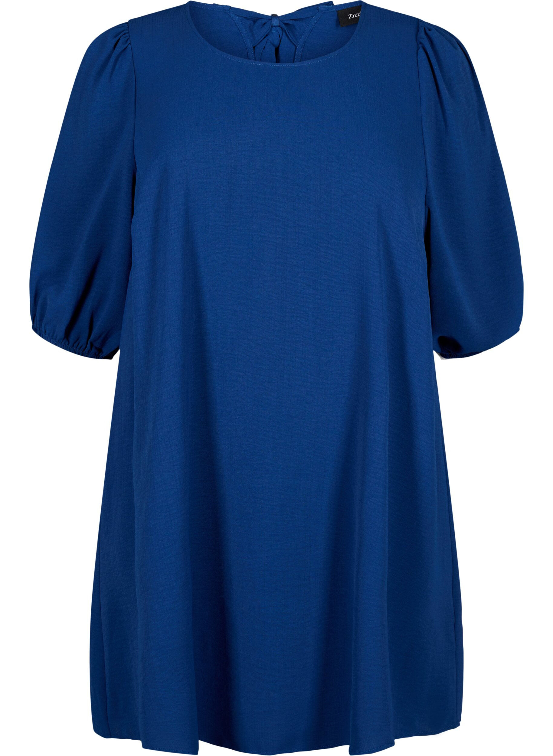 Zizzi Kurzes Kleid mit Schleifen-Detail hinten, Estate Blue, Packshot image number 0