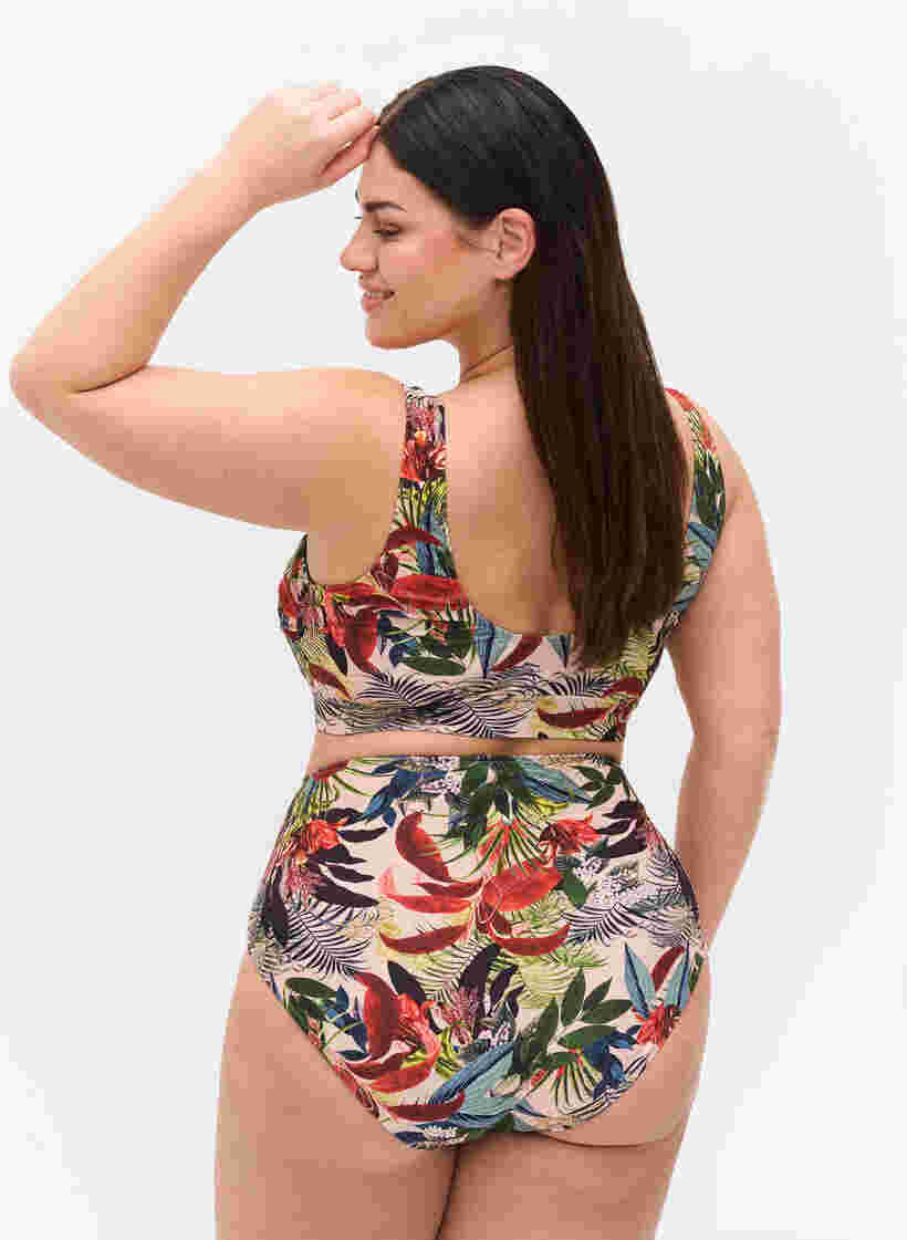 Hochtailliertes Bikiniunterteil mit Print, Palm Print, Model image number 1